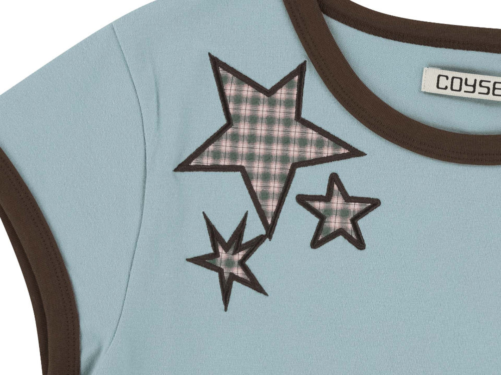 ✪【𝘱𝘳𝘦-𝘰𝘳𝘥𝘦𝘳】coyseio triple star ringer tee (2 color)