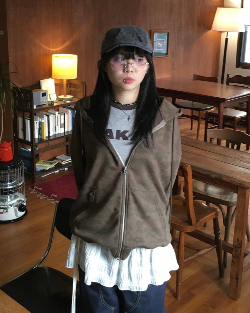 (in stock) camo damaged jacket (charcoal)