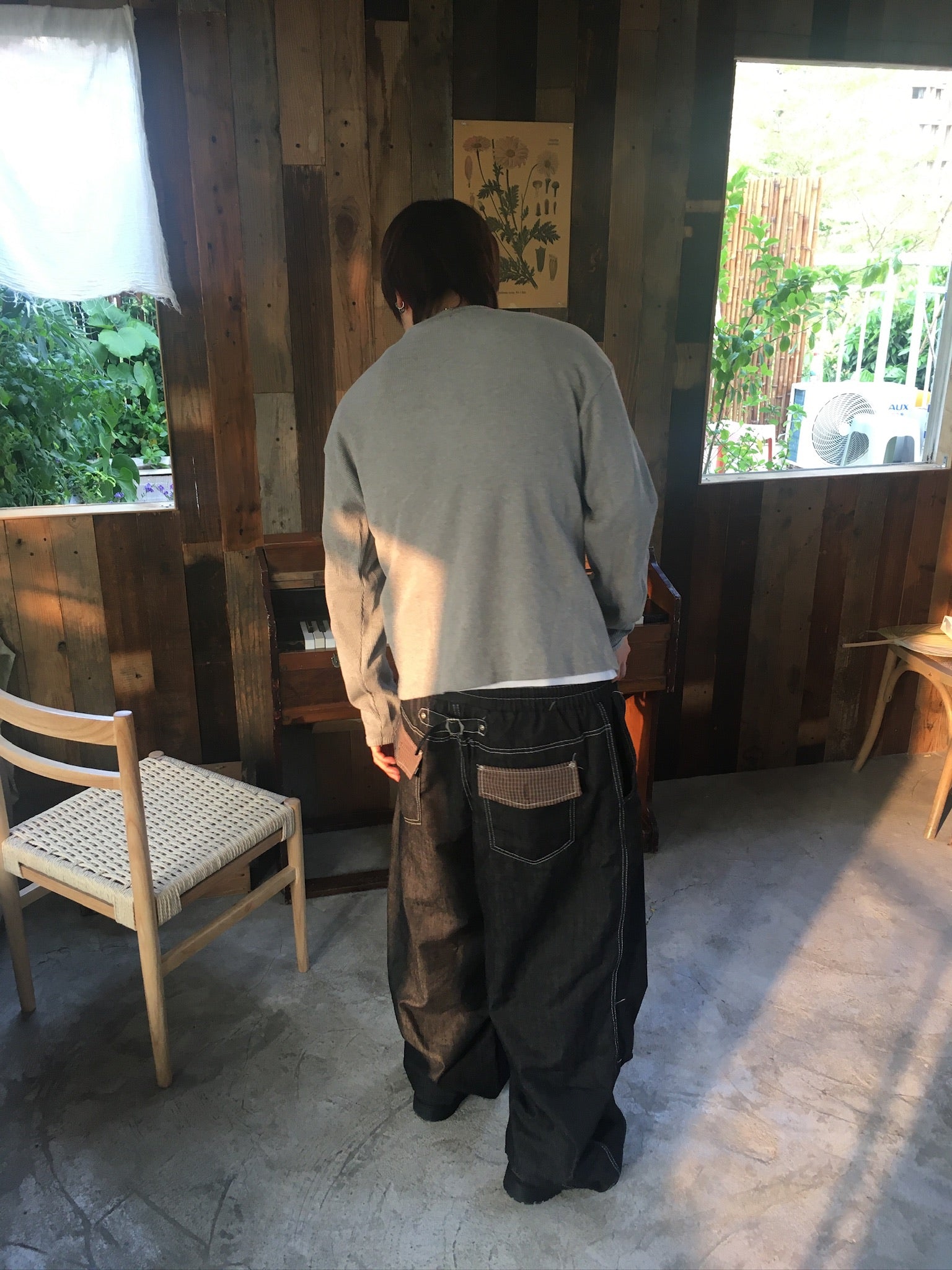 vintage waffle crop tee (grey)