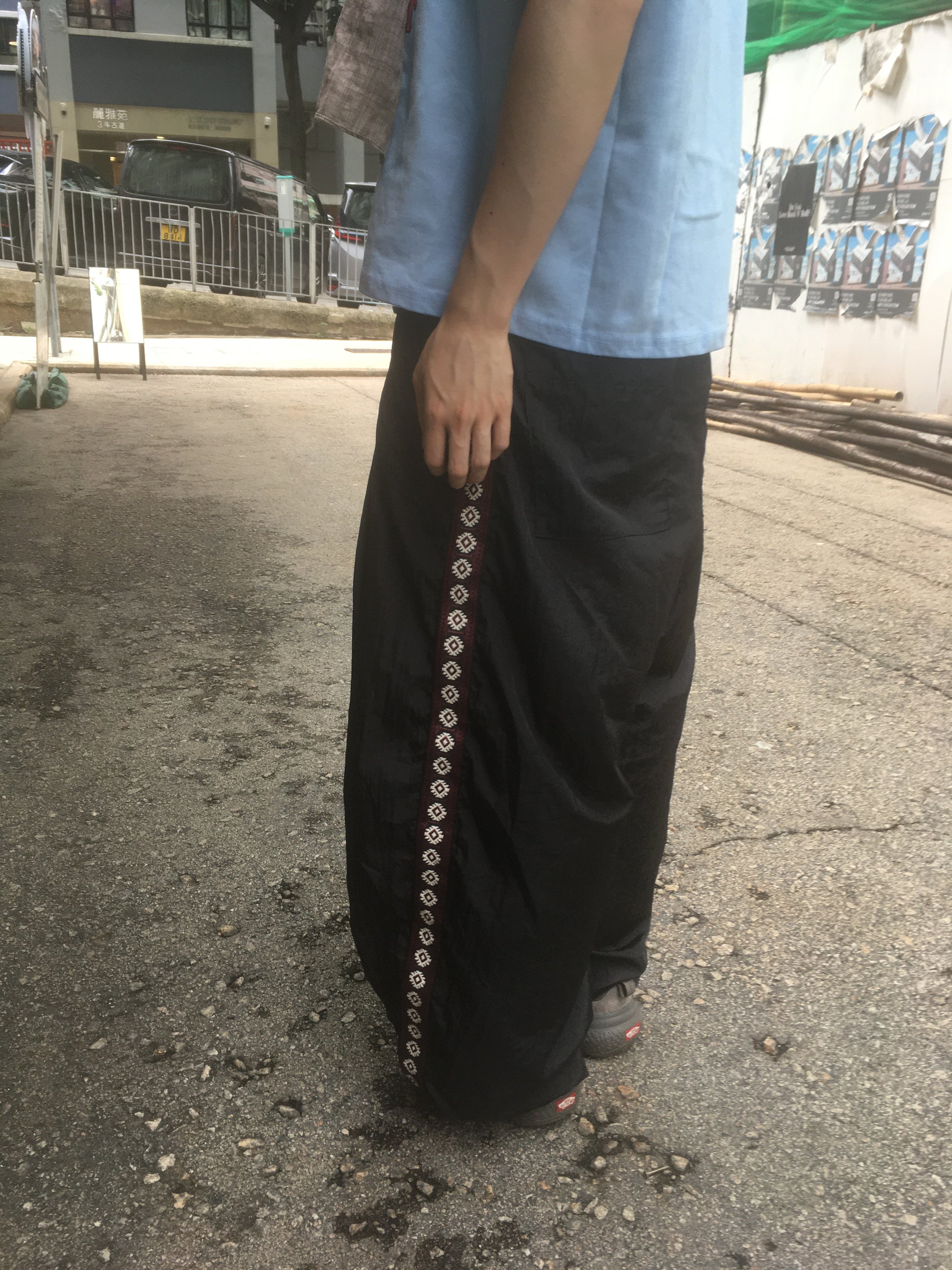 side sun nylon pants (black)