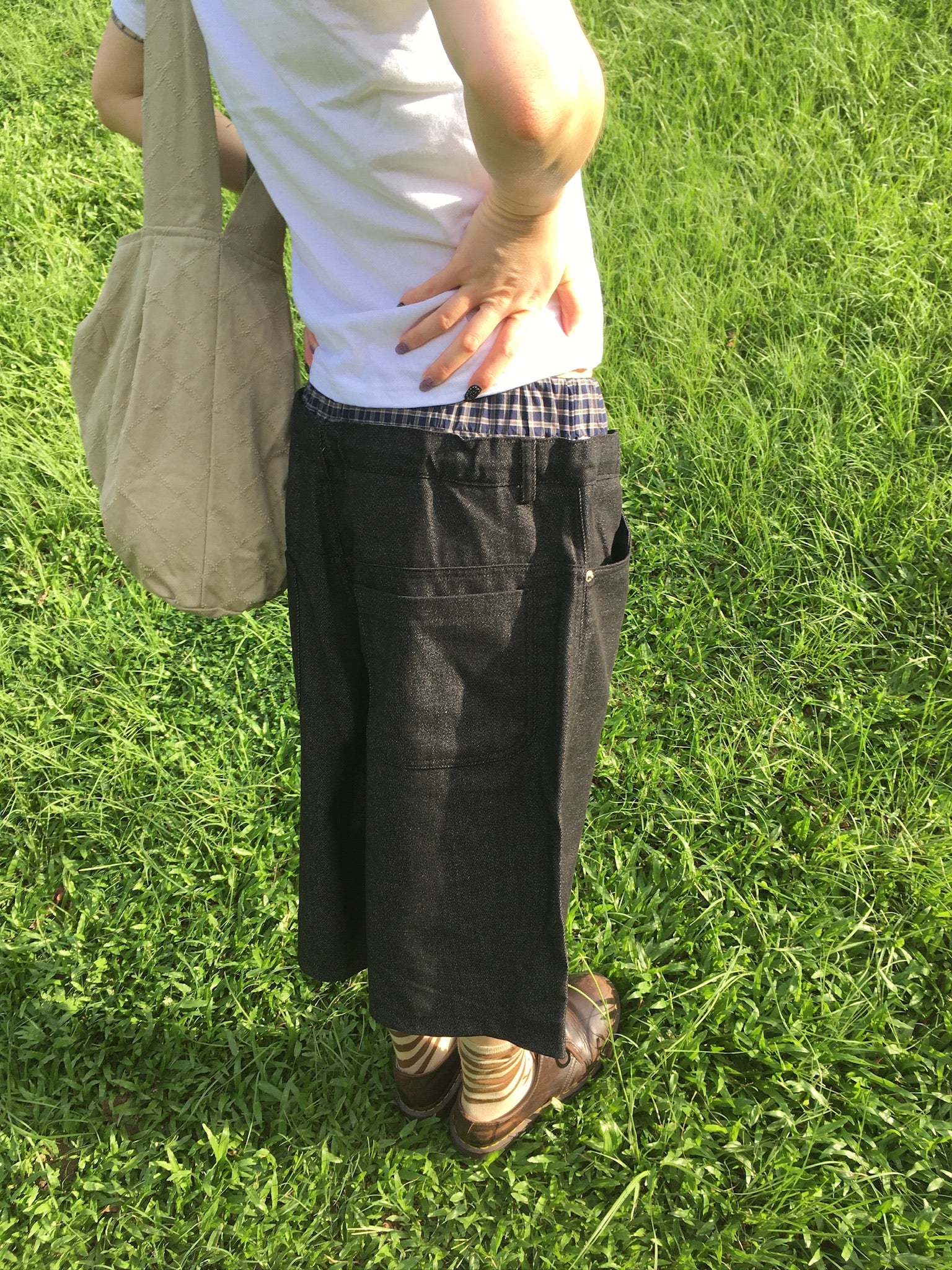 trunk layered half pants (black)
