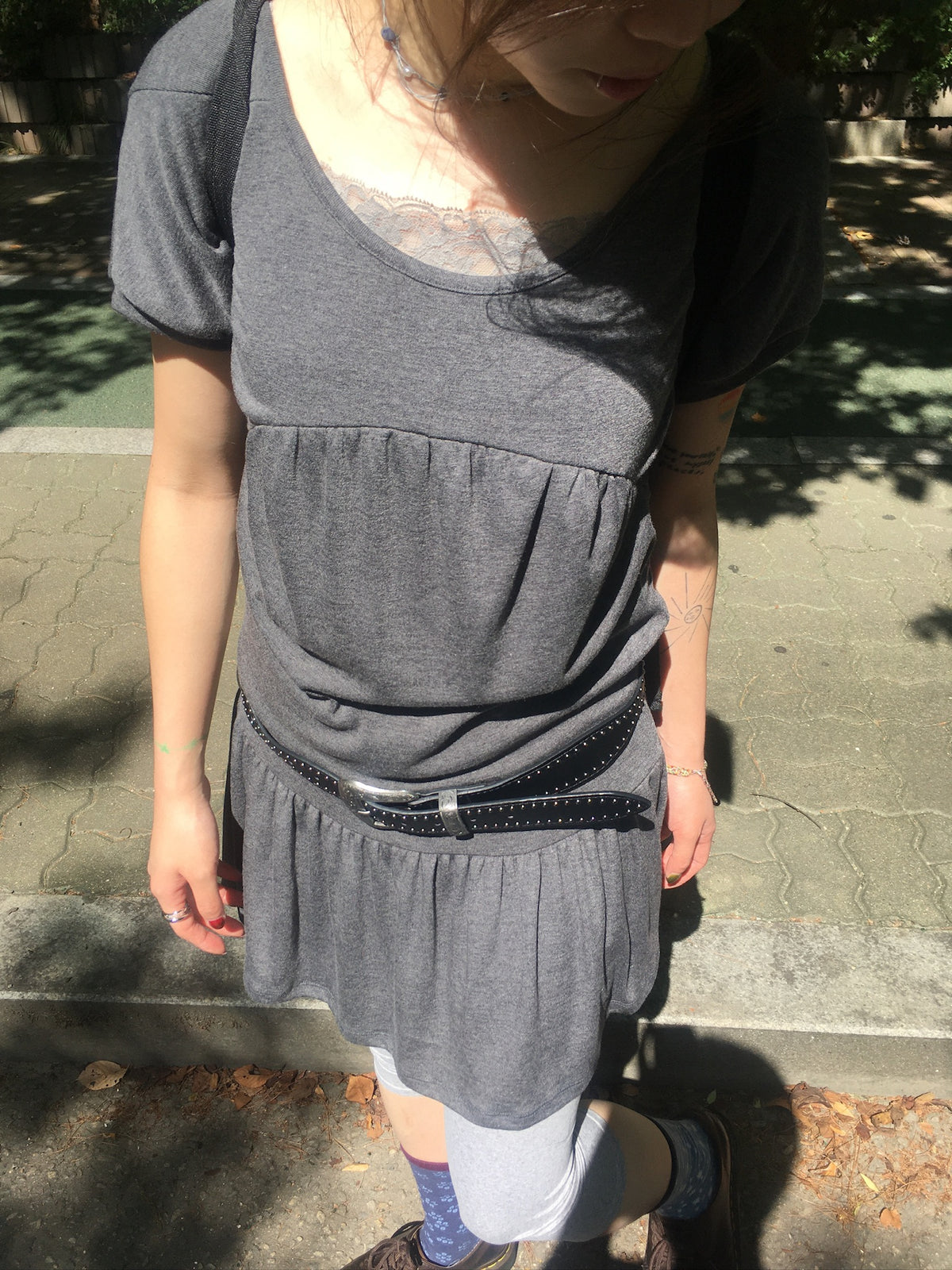 jersey shirring dress (charcoal)