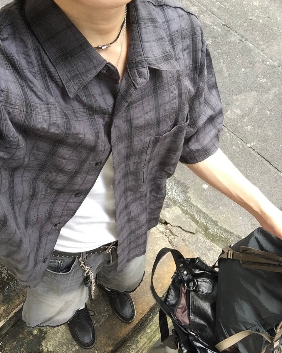 matron wrinkle checked shirt (charcoal)