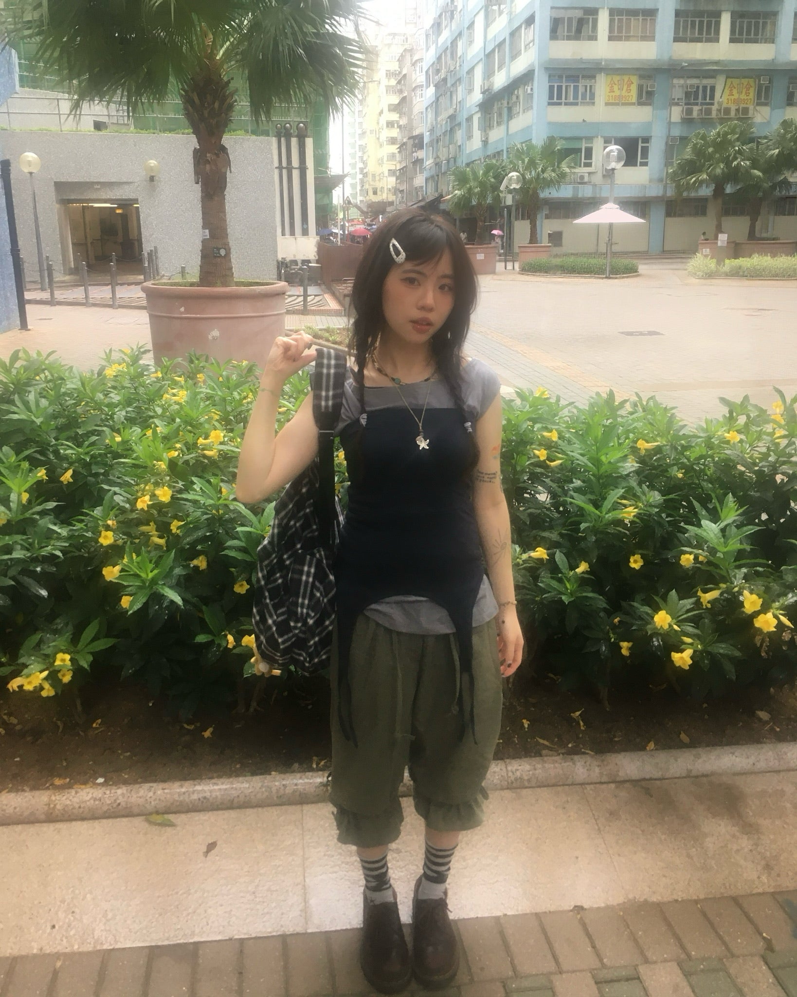 two-piece layered tee (navy/grey)