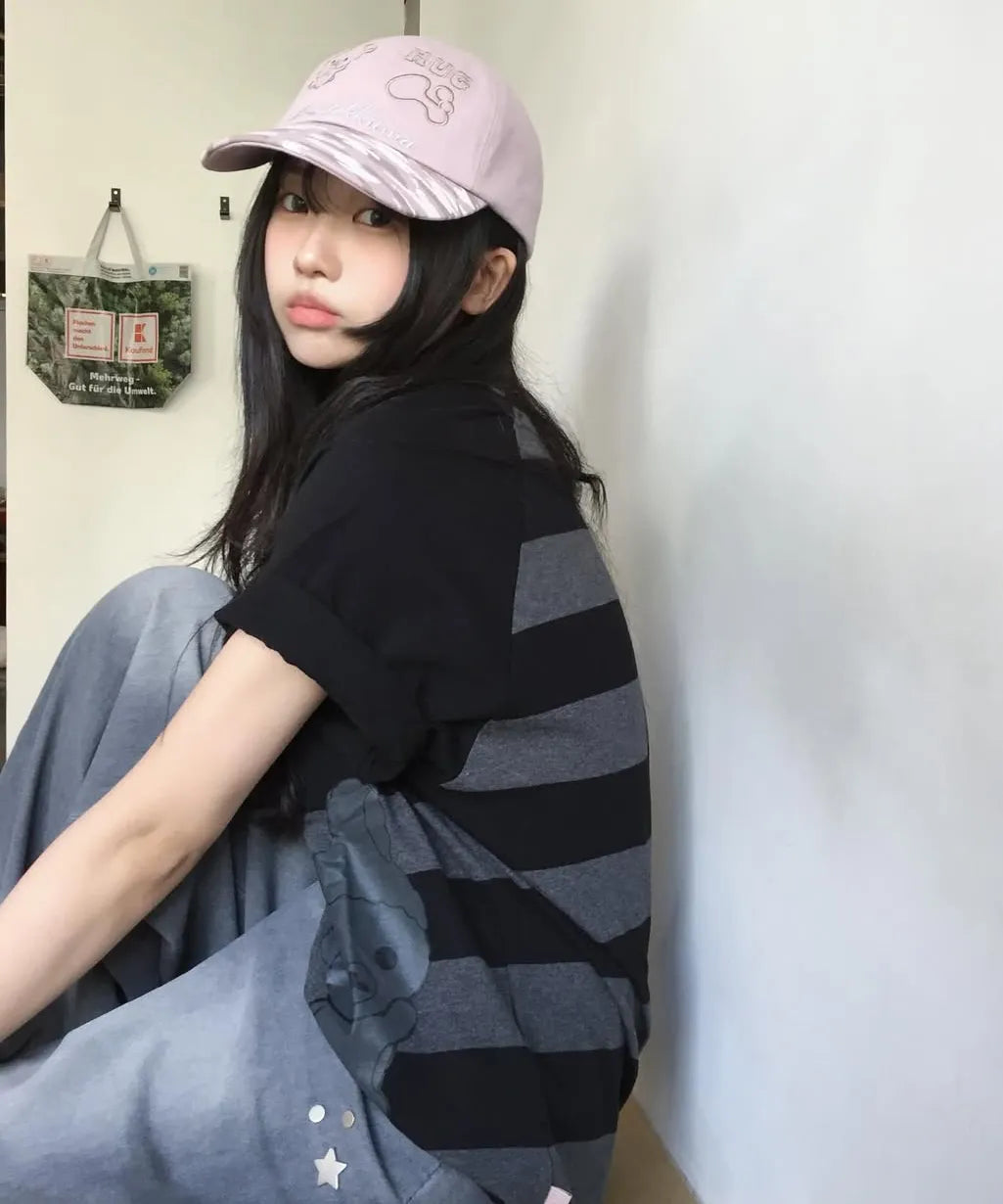 HUGYOURSKIN KORILAKKUMA WASHED JEANS (CHARCOAL)