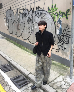 (in stock) kai knit zip-up (black) (2-way)