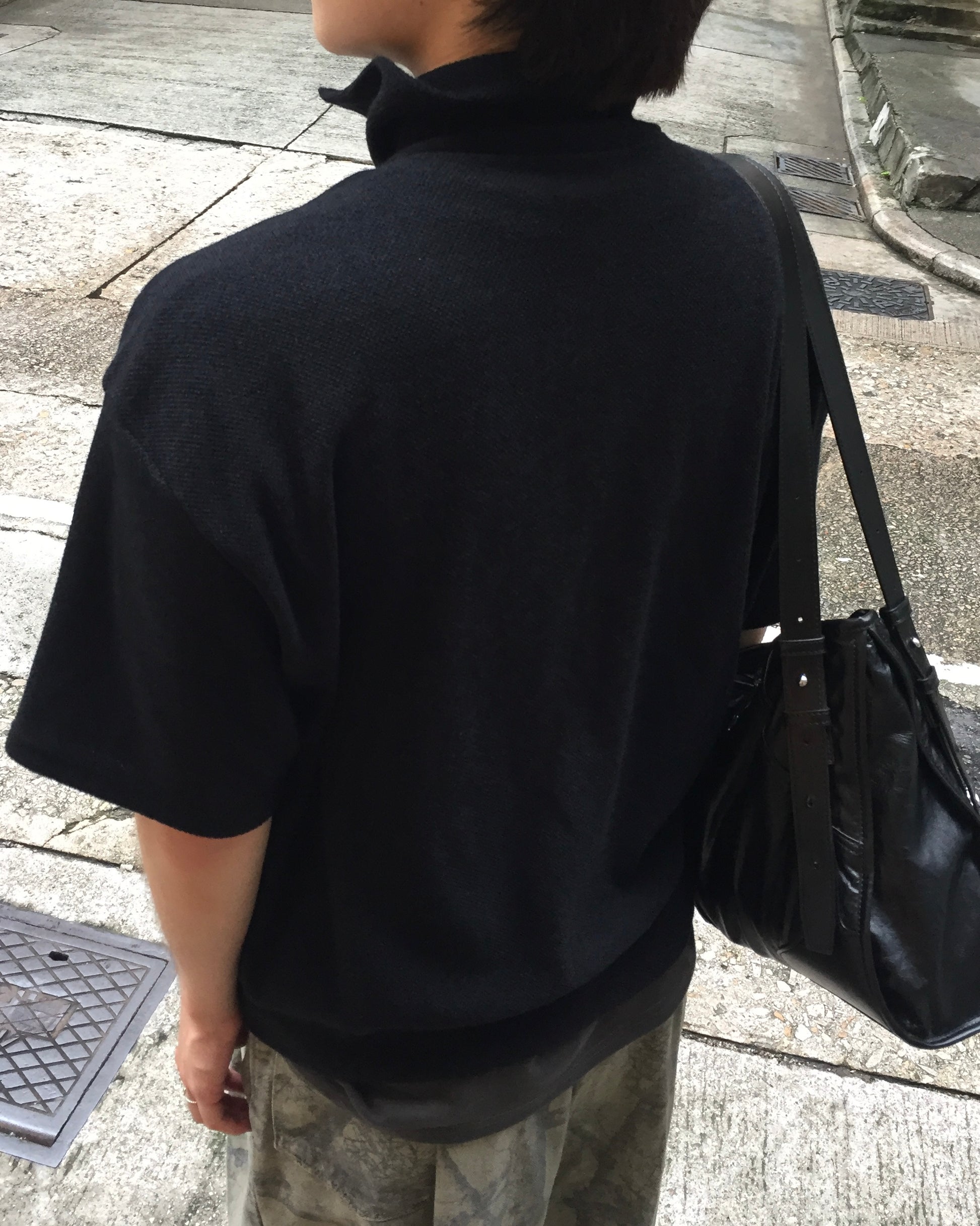 (in stock) kai knit zip-up (black) (2-way)