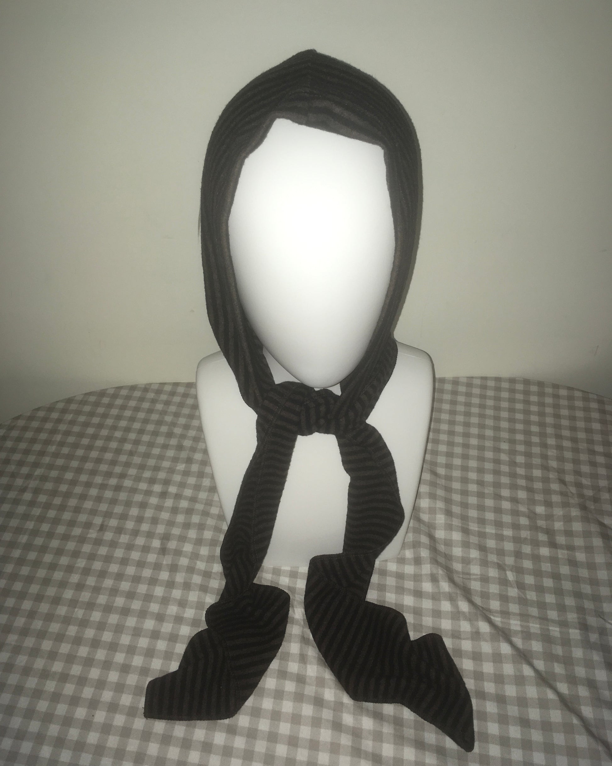 striped hooded scarf (brown)