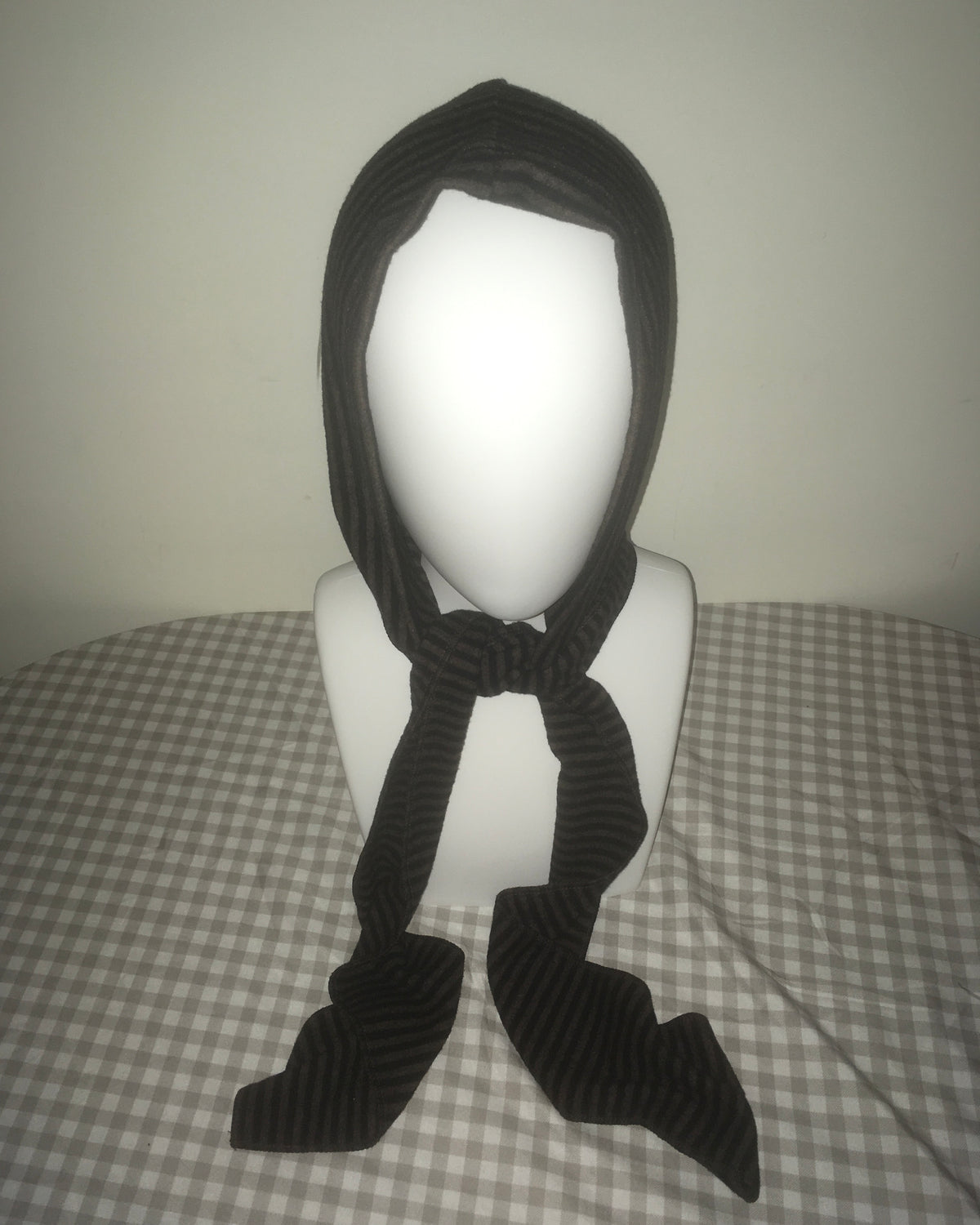 striped hooded scarf (brown)
