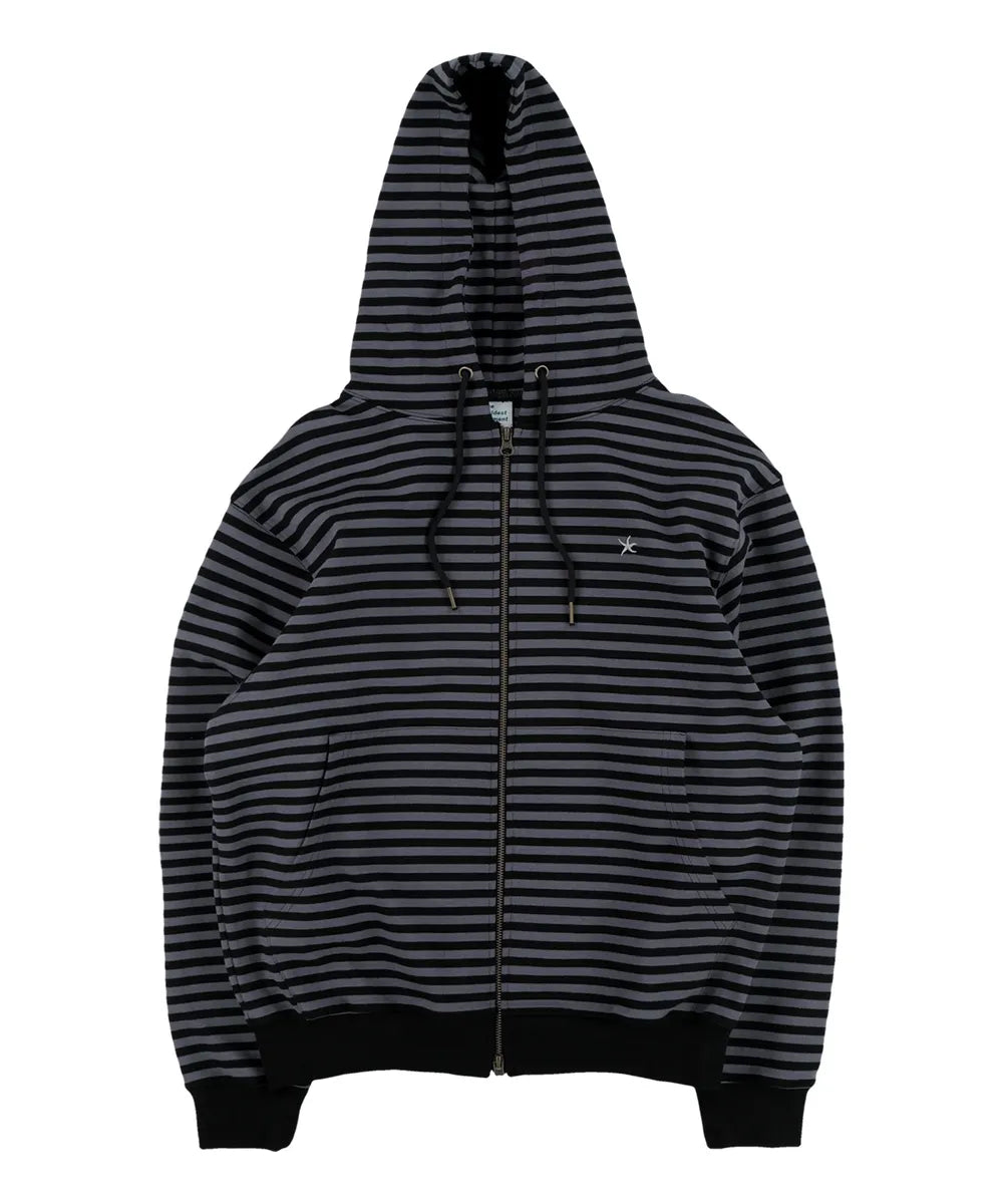 TCM STRIPE HOODED ZIP-UP (CHARCOAL/BLACK)