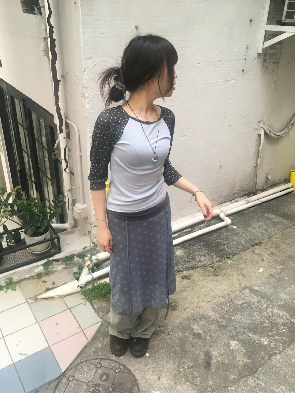 flower raglan 7 sleeve tee (sora)