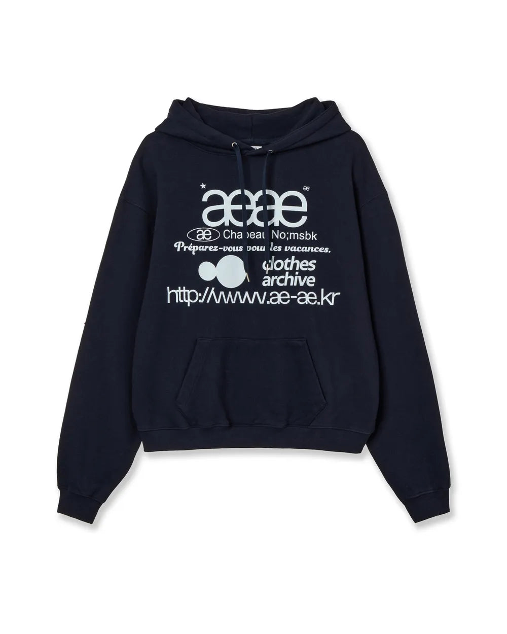 AEAE WEB LOGO LOOSED HOODIE (NAVY)