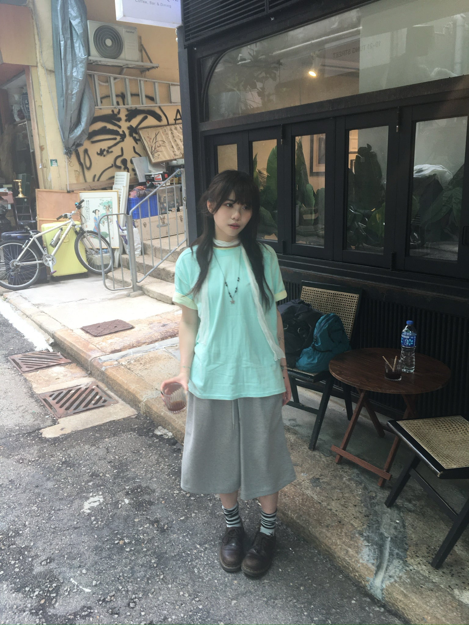 (★1+1) layered crop tee (mint+lemon)