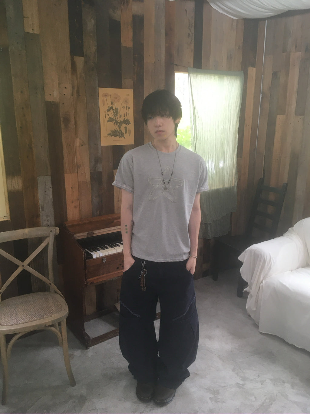 hem button cargo pants (navy)