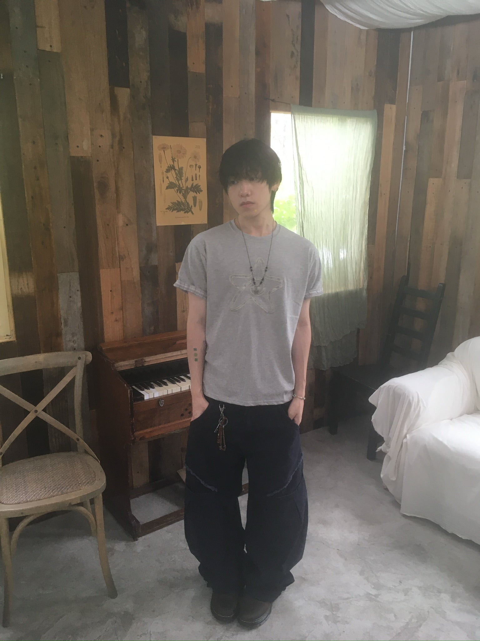 hem button cargo pants (navy)