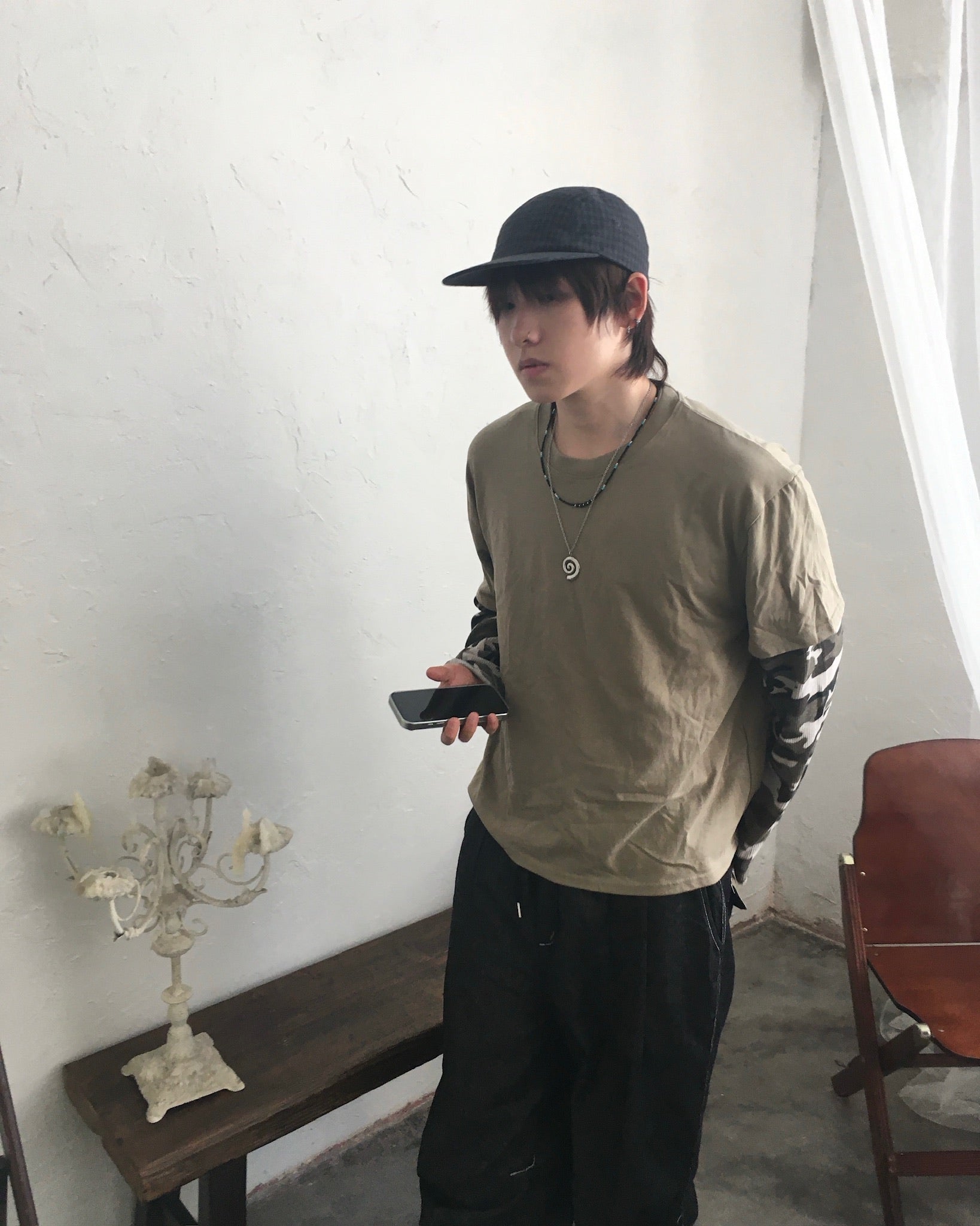 sun checked cap (black)