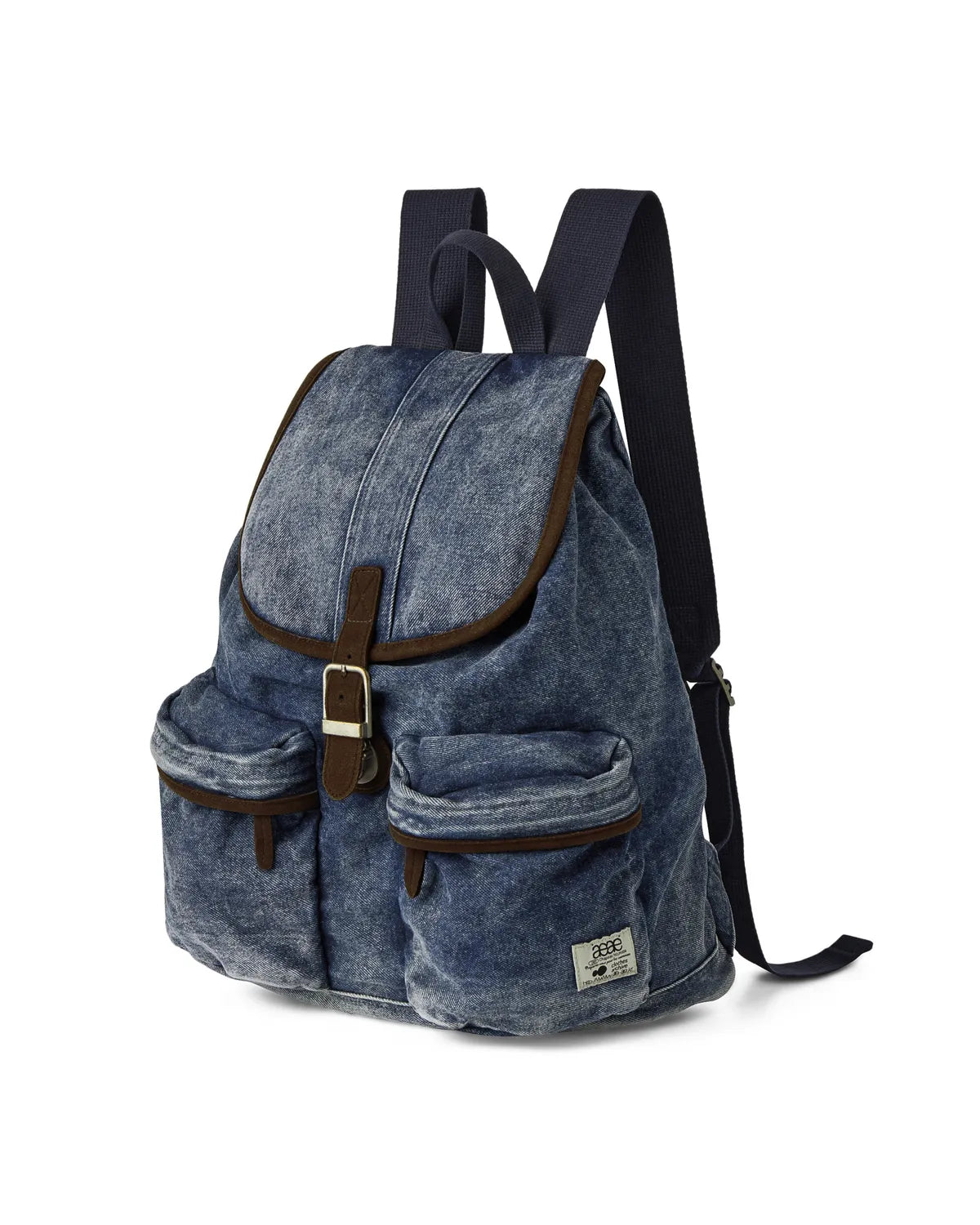 AEAE OUT POCKET DENIM BACKPACK (MID BLUE)