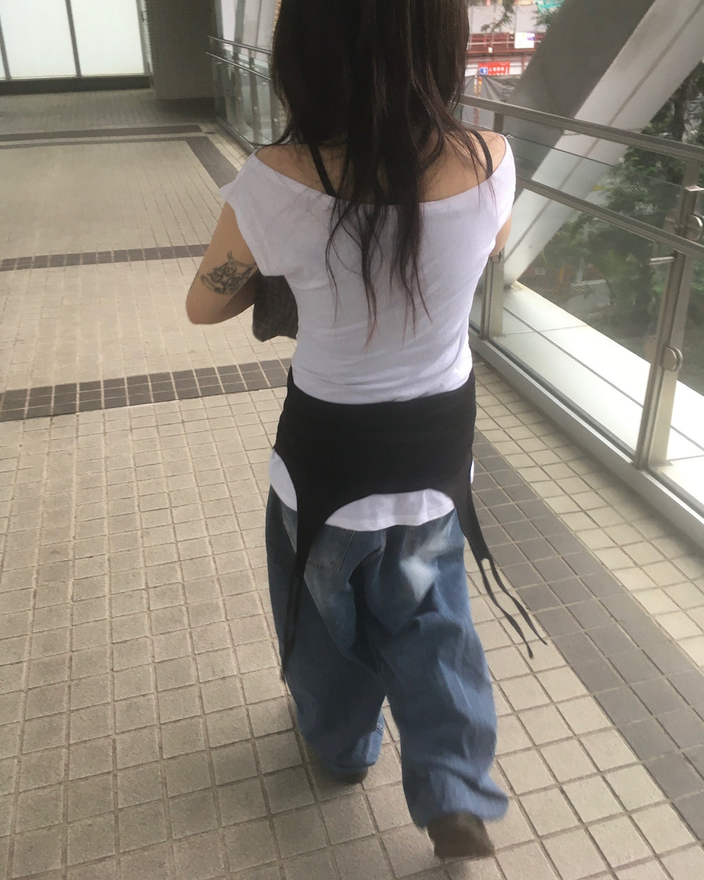 two-piece layered tee (black/white)