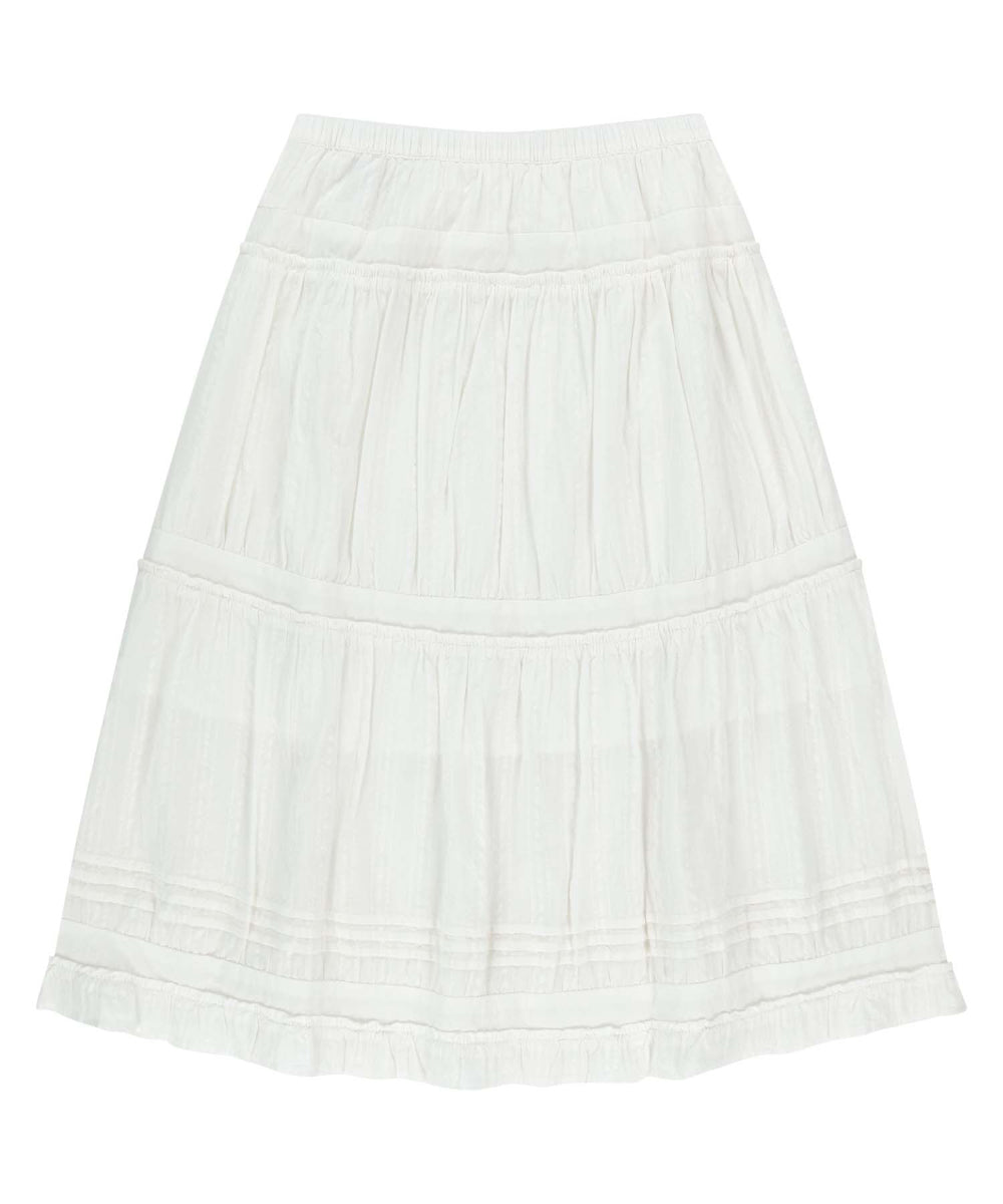 ✪【𝘱𝘳𝘦-𝘰𝘳𝘥𝘦𝘳】coyseio shirring midi skirt (white)