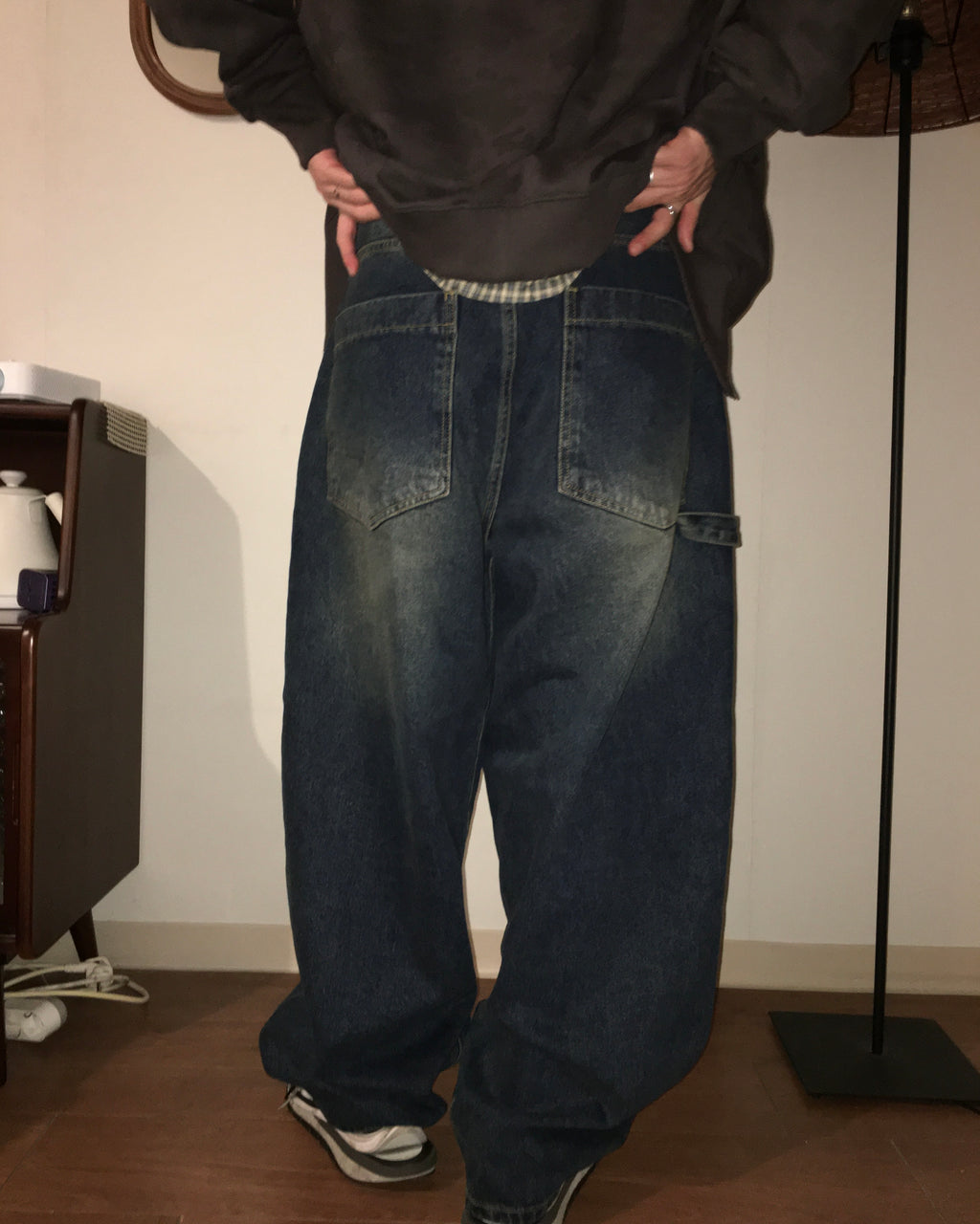 (in stock) vintage layer washed jeans