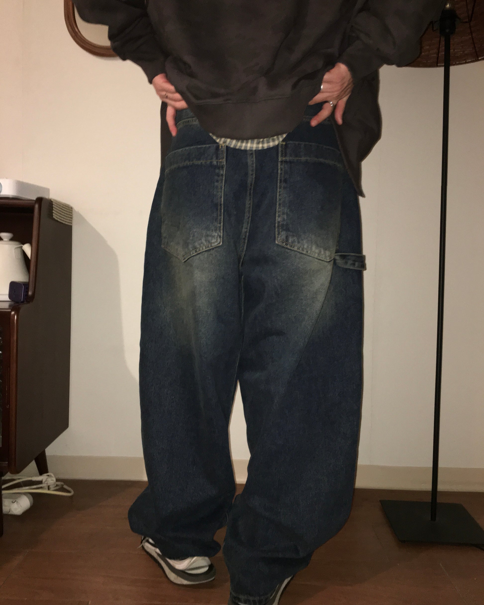 (in stock) vintage layer washed jeans