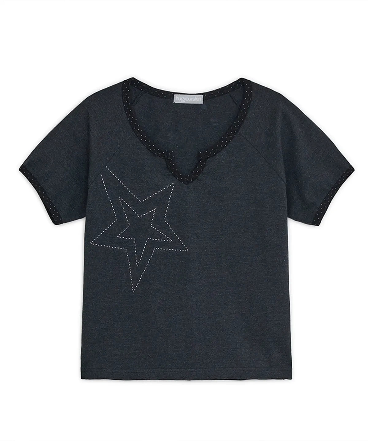 HUGYOURSKIN STAR STITCH TOP (CHARCOAL)