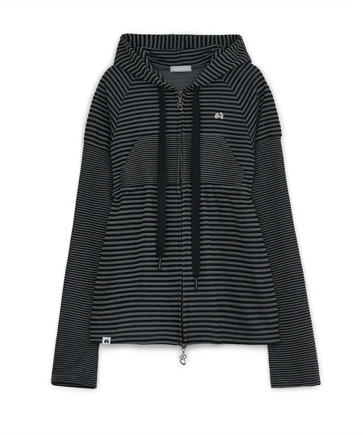 HUGYOURSKIN STRIPED BABYDOLL HOODIE (CHARCOAL)