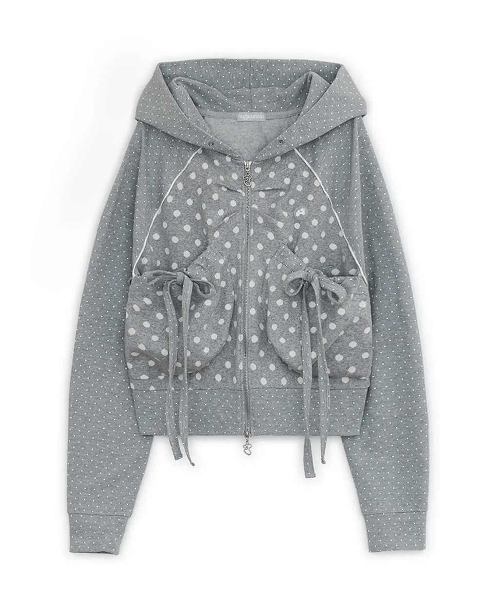 HUGYOURSKIN DOT BIG POCKET HOODIE (GREY)