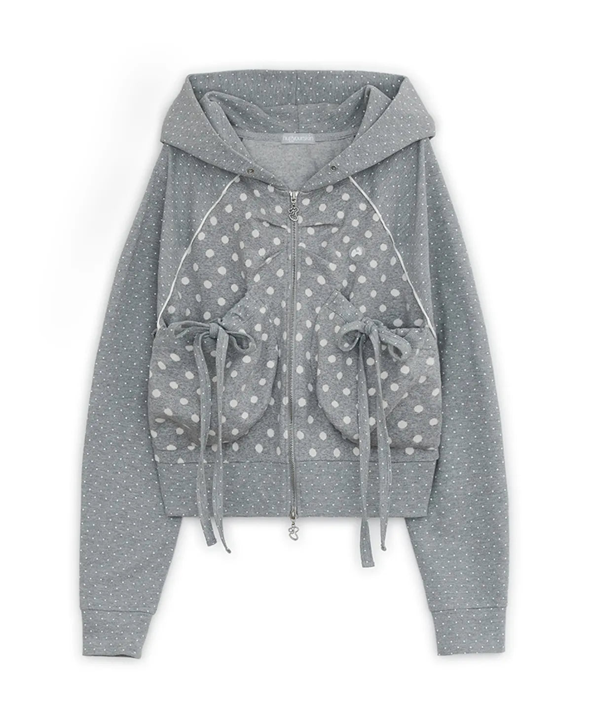 HUGYOURSKIN DOT BIG POCKET HOODIE (GREY)