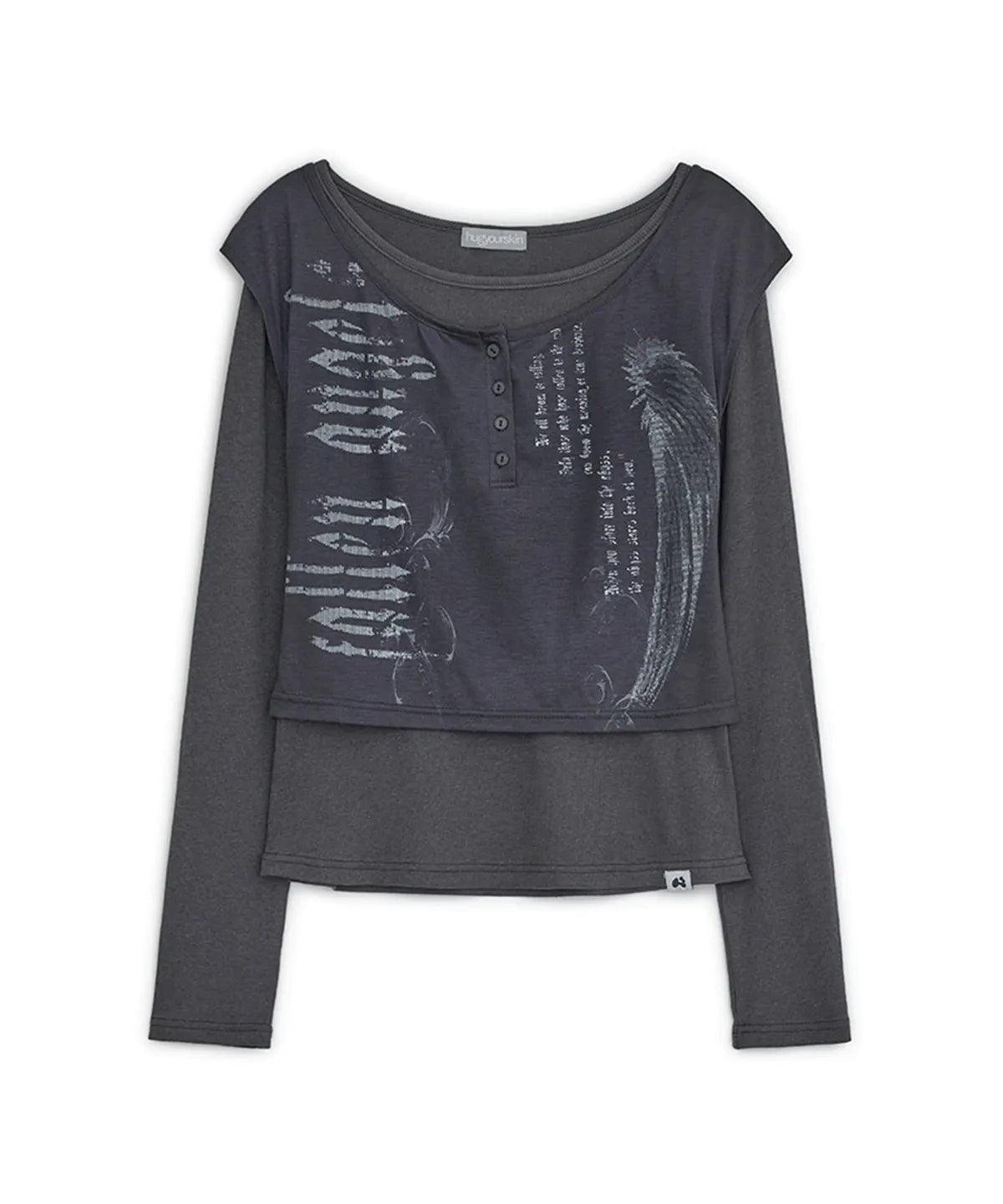 HUGYOURSKIN FALLEN ANGEL LAYERED TOP (CHARCOAL)
