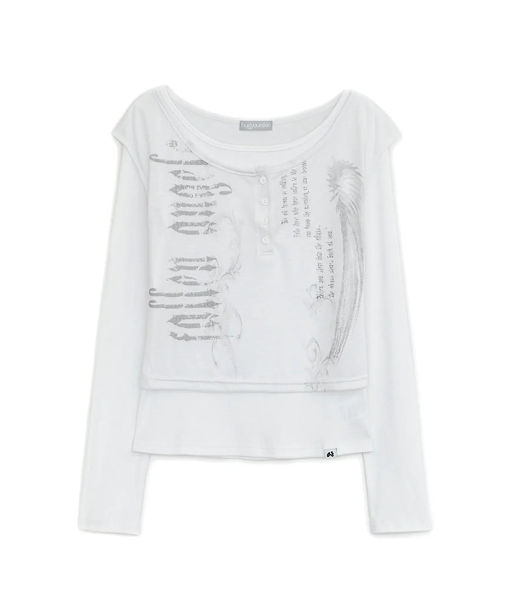 HUGYOURSKIN FALLEN ANGEL LAYERED TOP (WHITE)