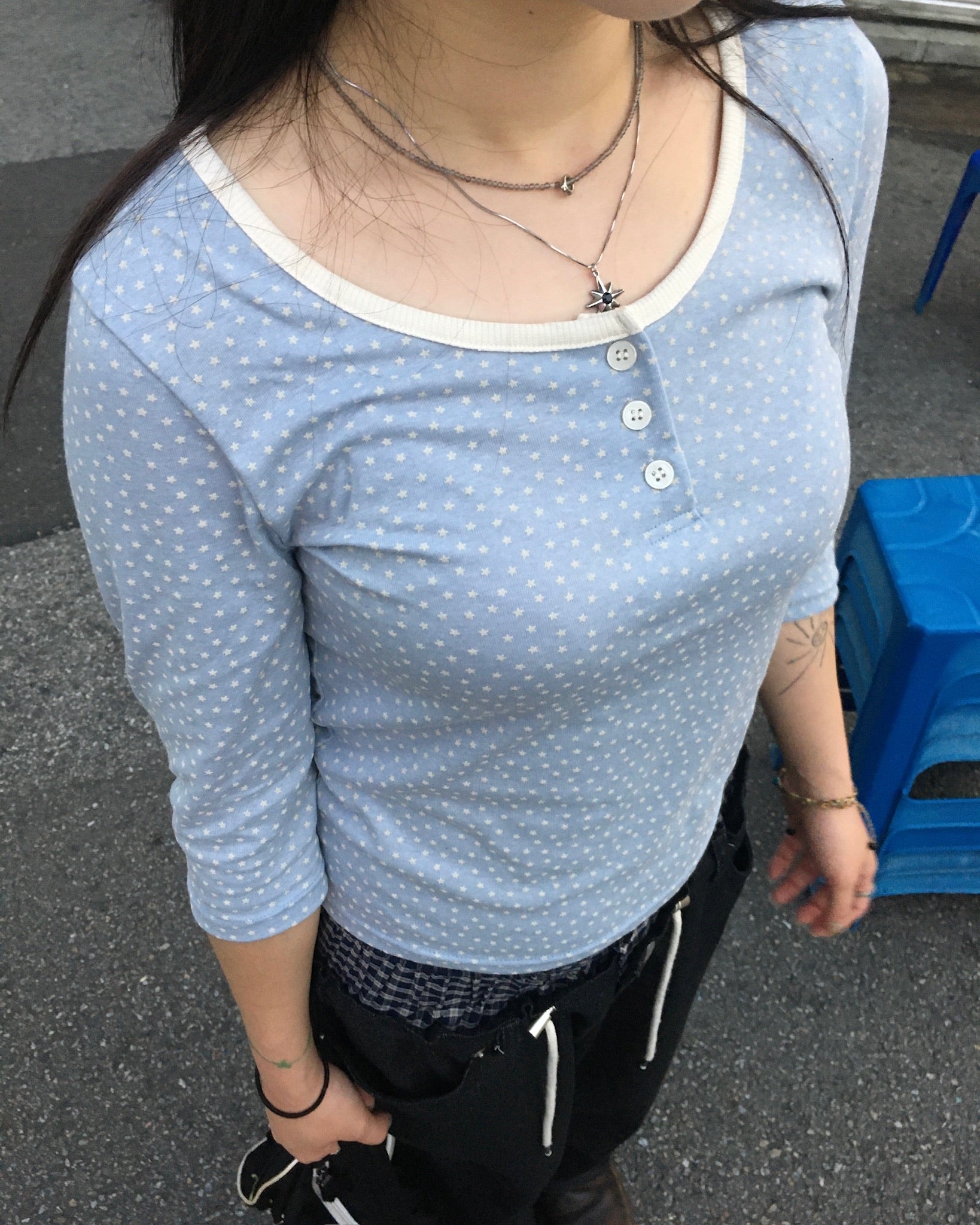 star 7 sleeve top (sky blue)