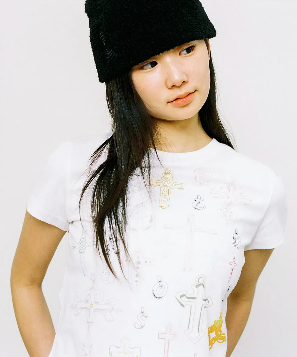 【𝘱𝘳𝘦-𝘰𝘳𝘥𝘦𝘳】Webhouse Sketch Cross Angel Tee (White)