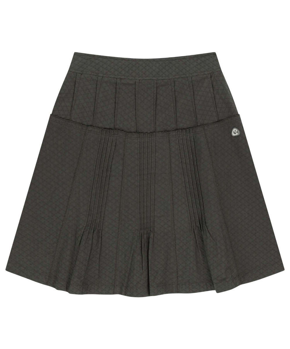 ✪【𝘱𝘳𝘦-𝘰𝘳𝘥𝘦𝘳】coyseio flower pintuck skirt (charcoal)