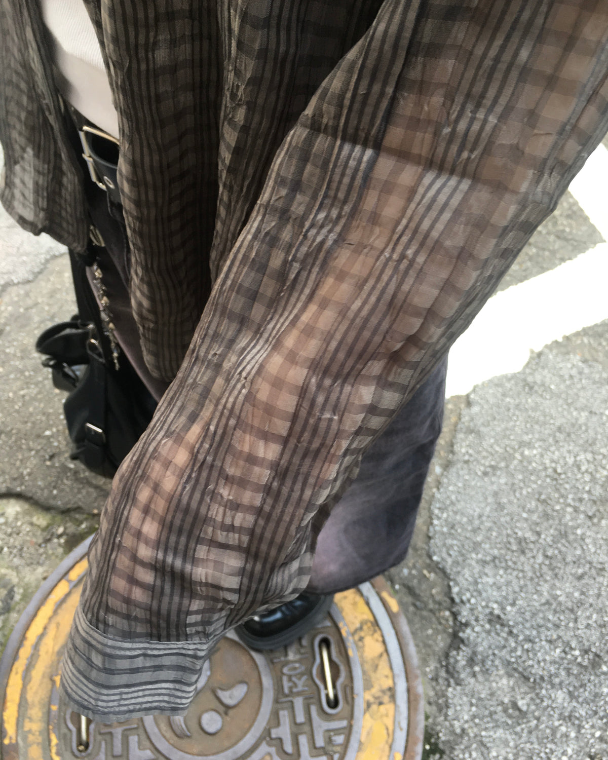 wrinkle checked shirt (charcoal)