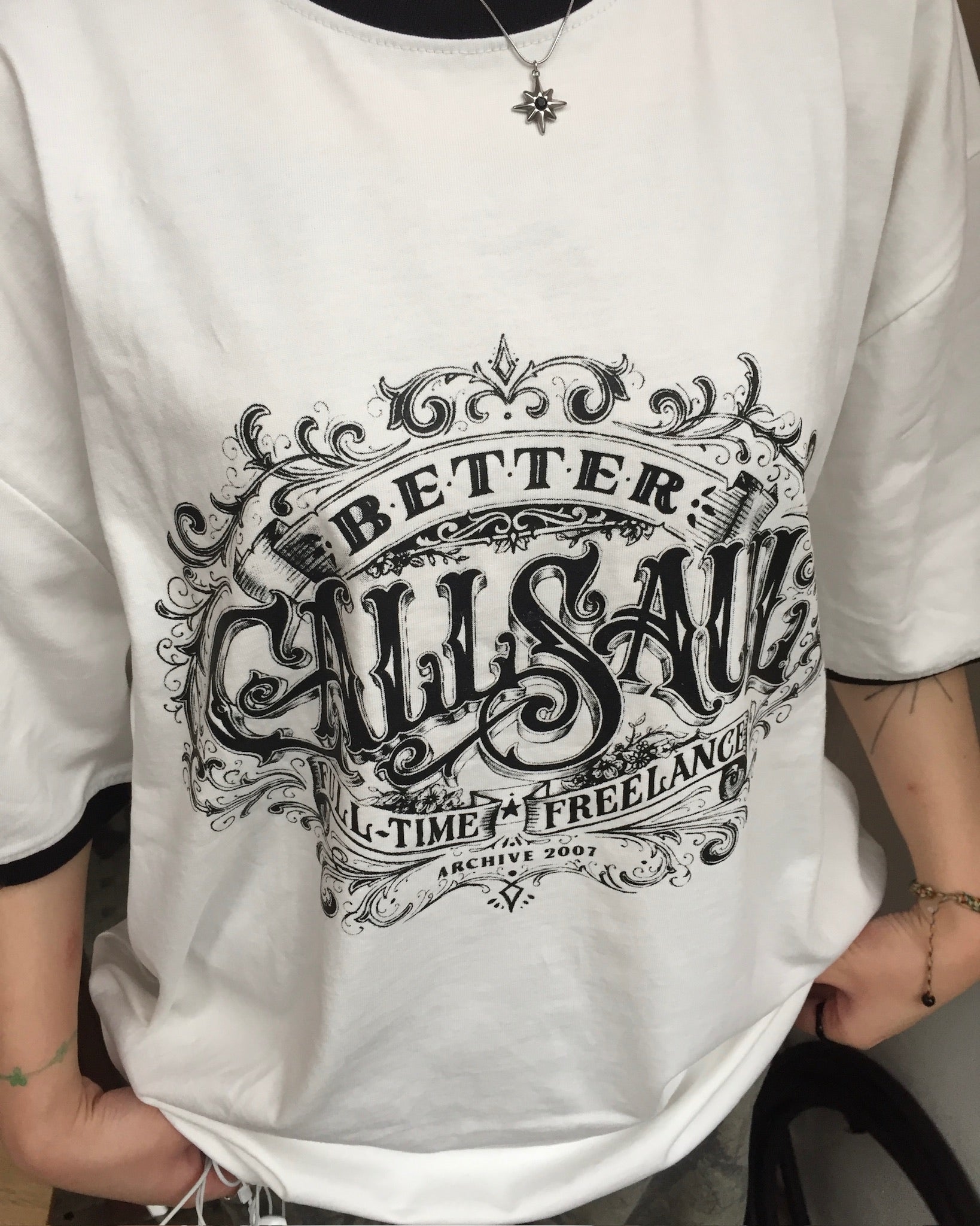 callsaul vintage ringer tee (white)