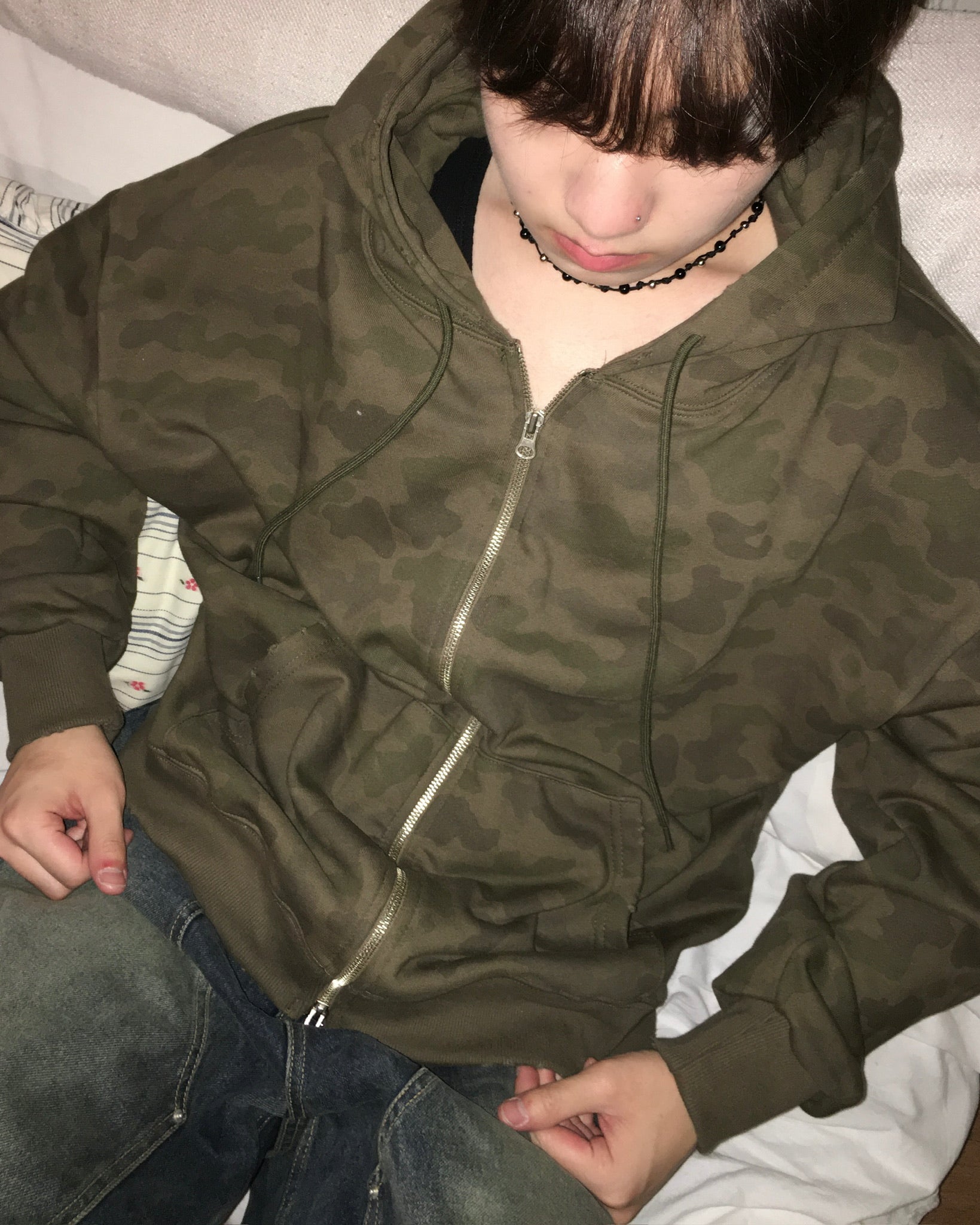 (in stock) camo damaged jacket (charcoal)