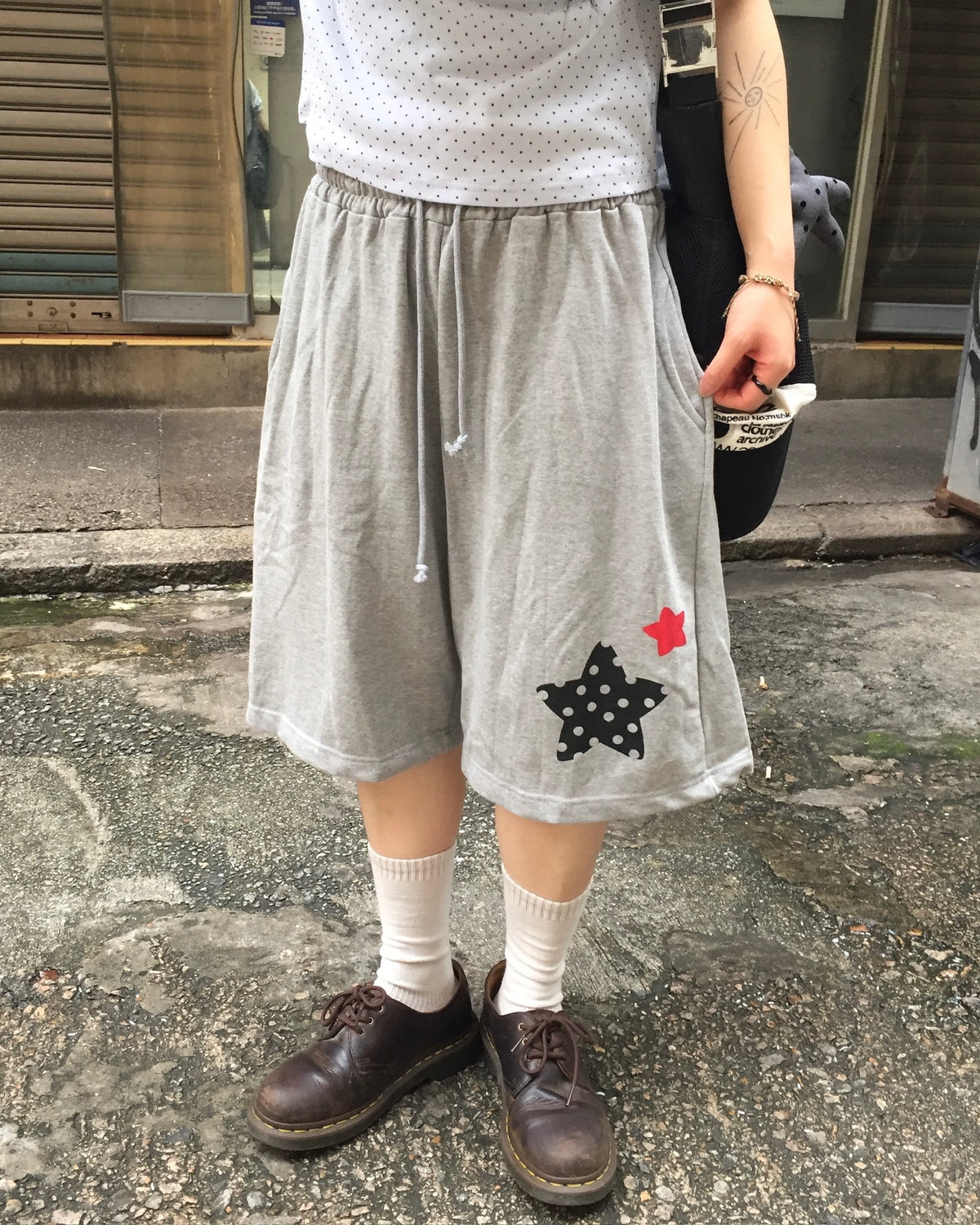 kisses cotton shorts (grey)
