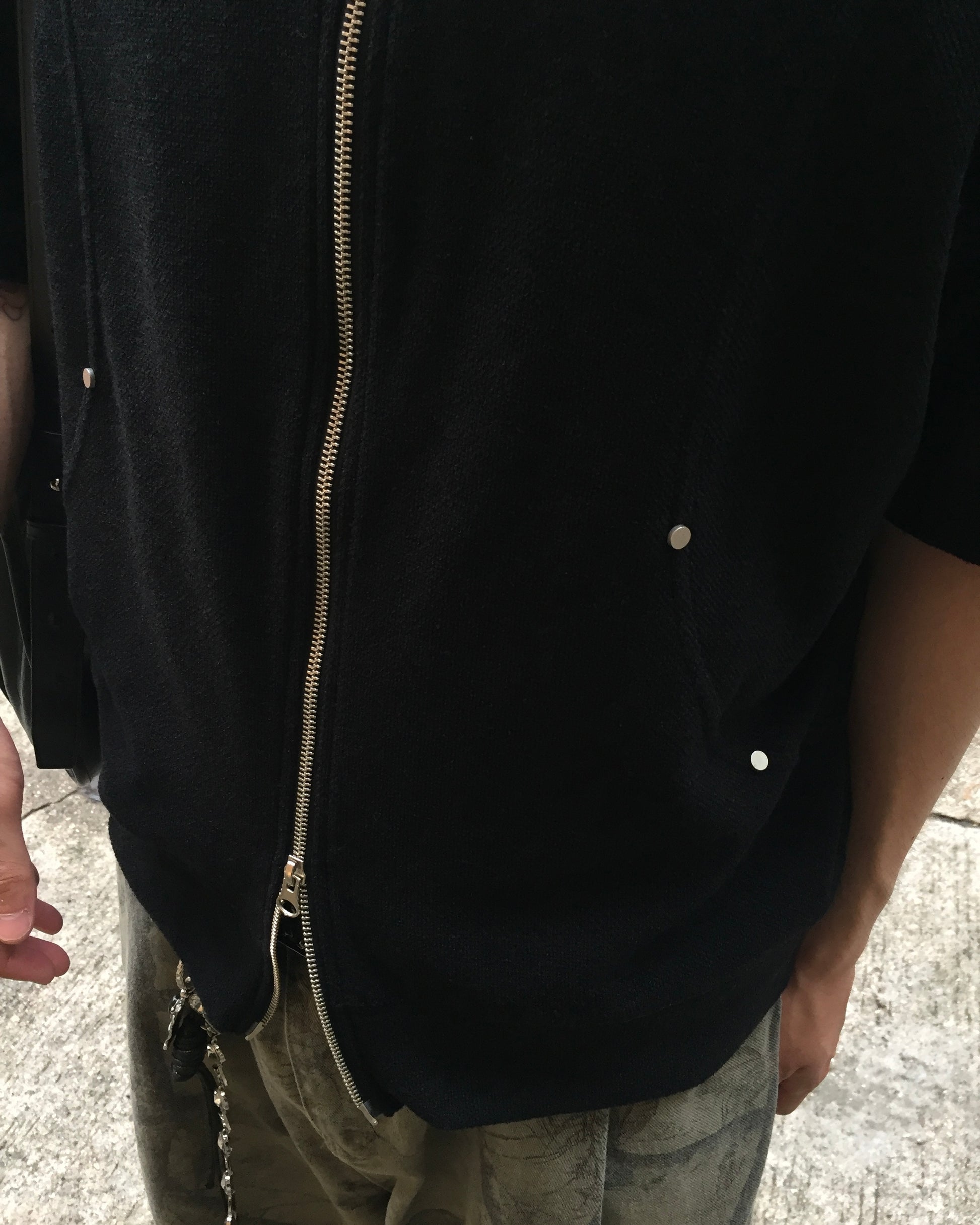 (in stock) kai knit zip-up (black) (2-way)