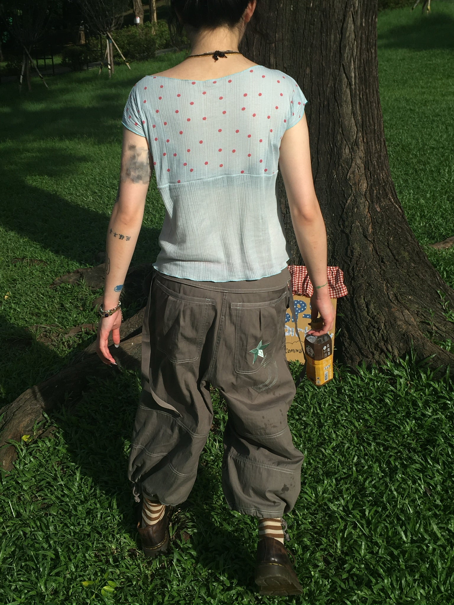 ribbed dot top (sky blue)