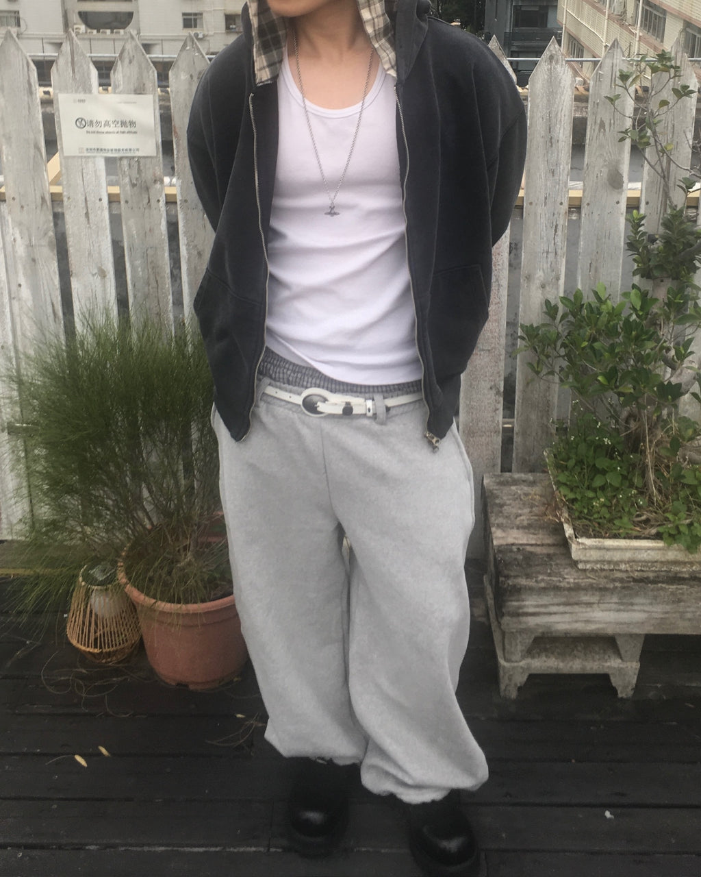 trunk layered sweat pants (grey)