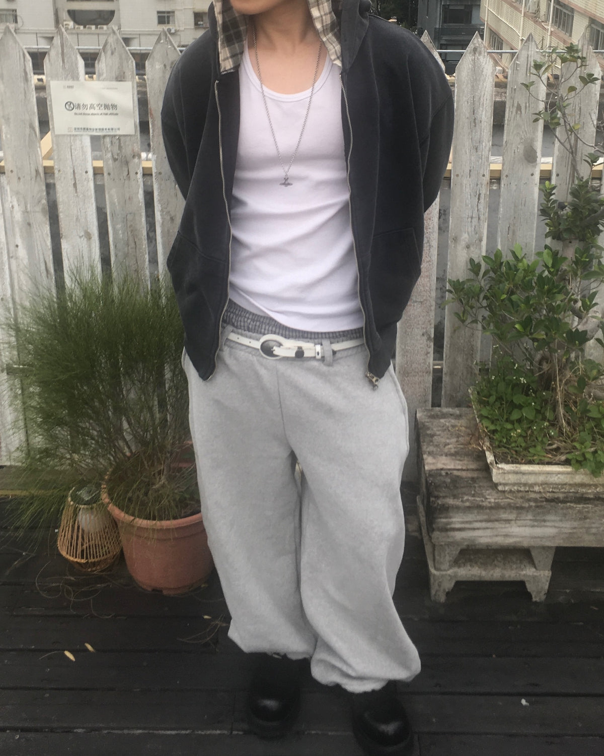 trunk layered sweat pants (grey)