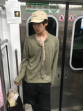 henley neck roll-up tee (khaki)