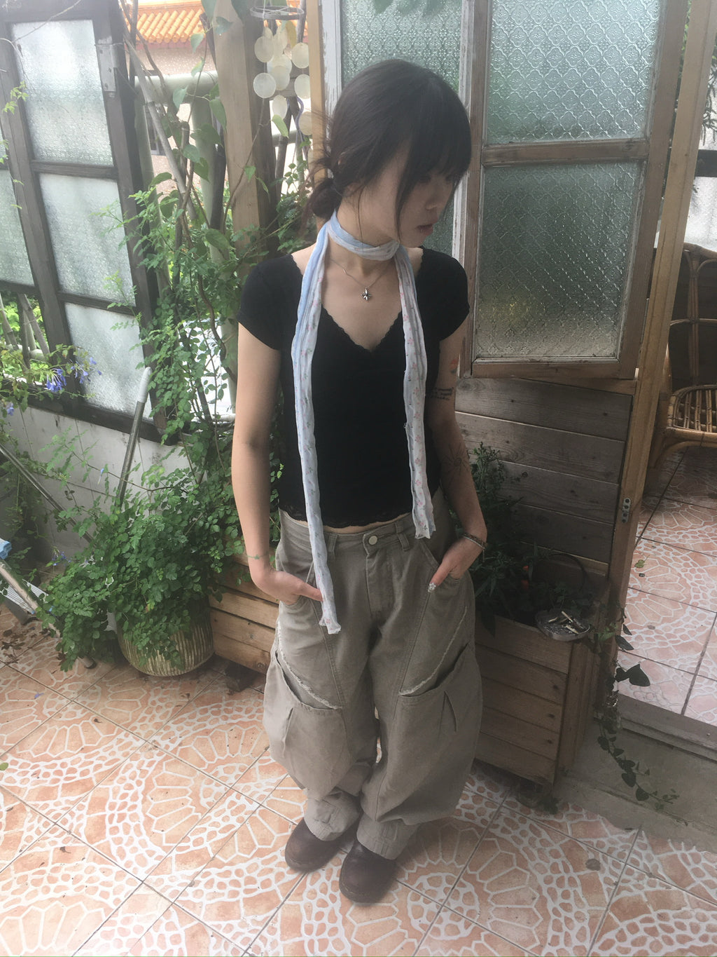 (★BEST) hem button cargo pants (beige)