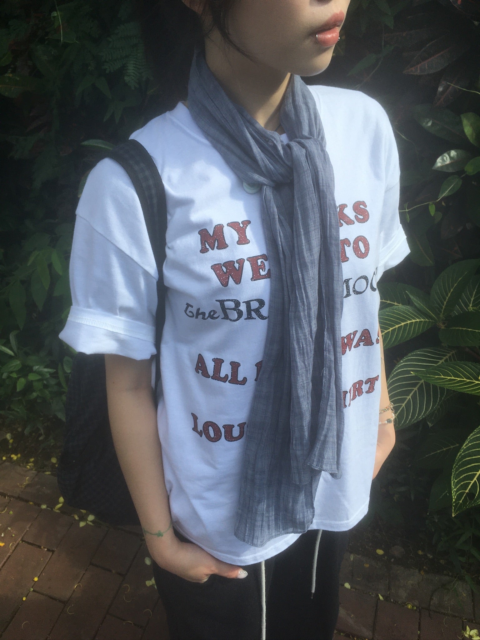 mist check scarf (navy)