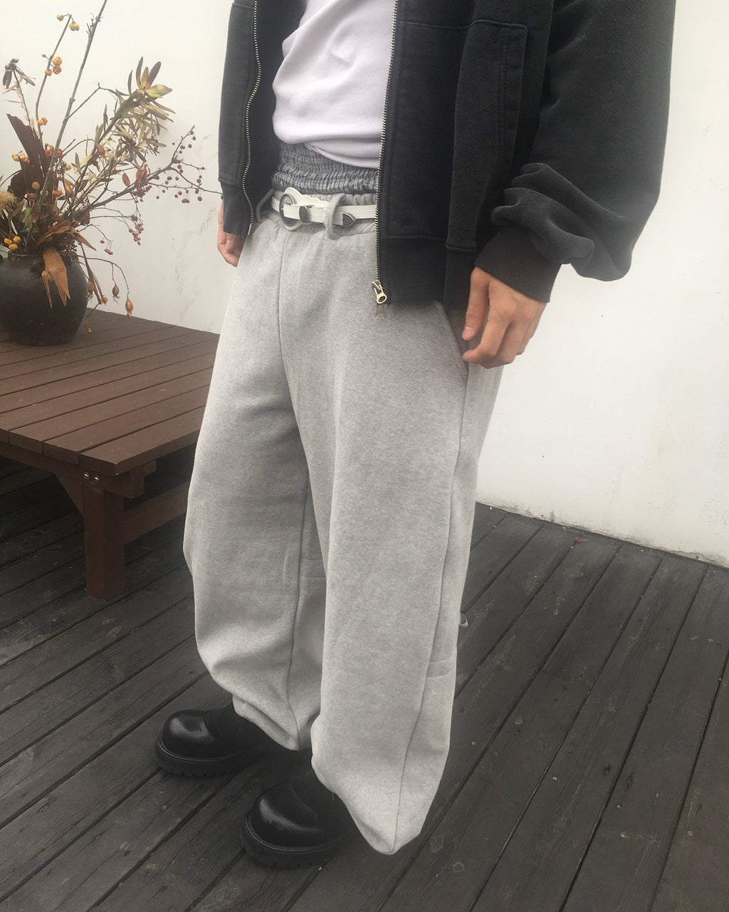 trunk layered sweat pants (grey)