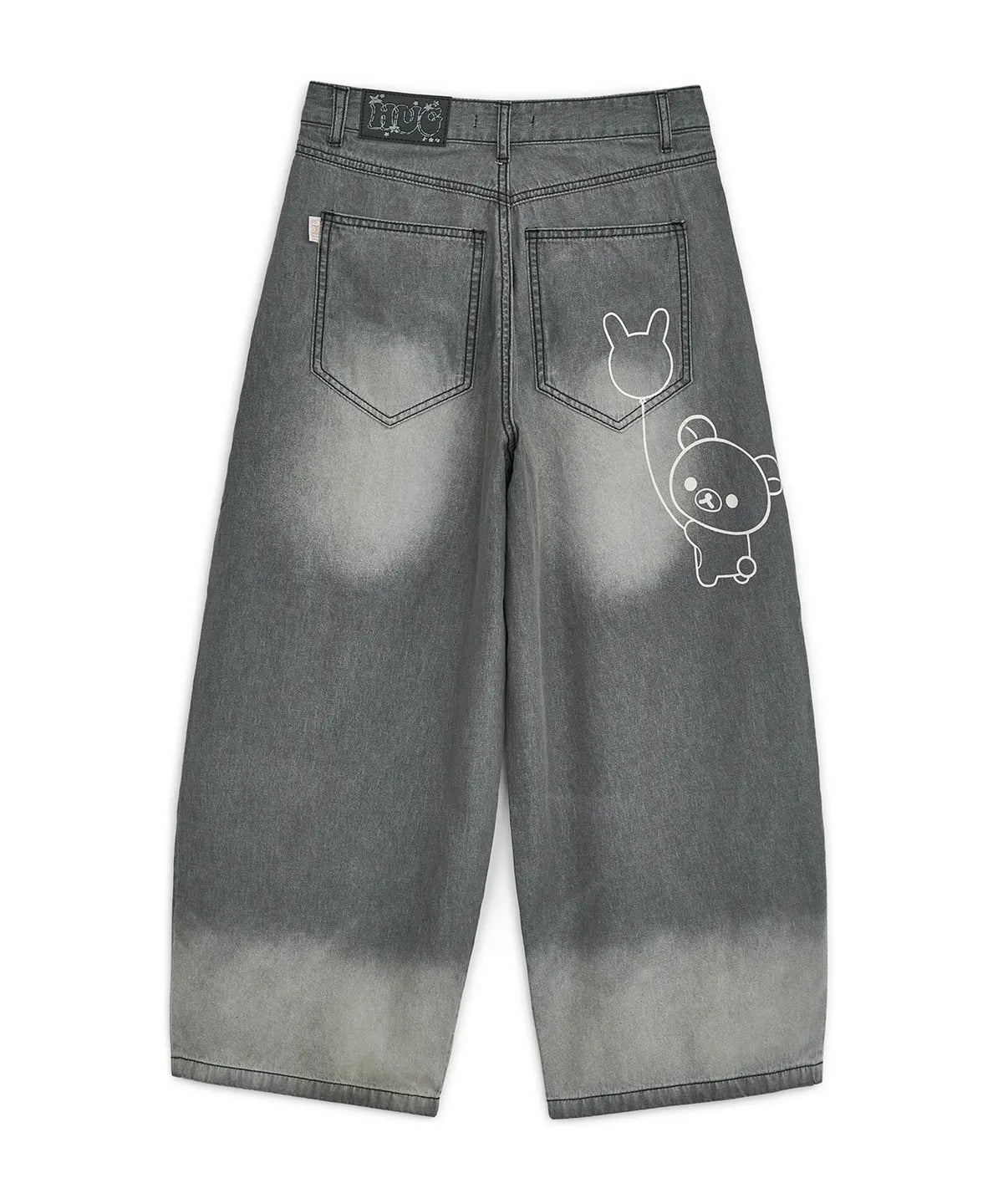 HUGYOURSKIN KORILAKKUMA WASHED JEANS (CHARCOAL)