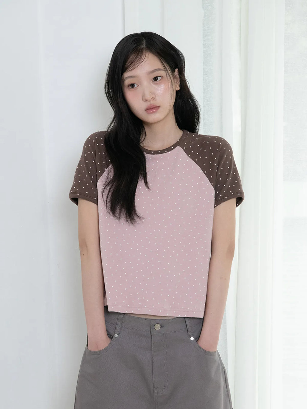 【𝘱𝘳𝘦-𝘰𝘳𝘥𝘦𝘳】OAFISH Mini Star Raglan T-Shirt (Pink)