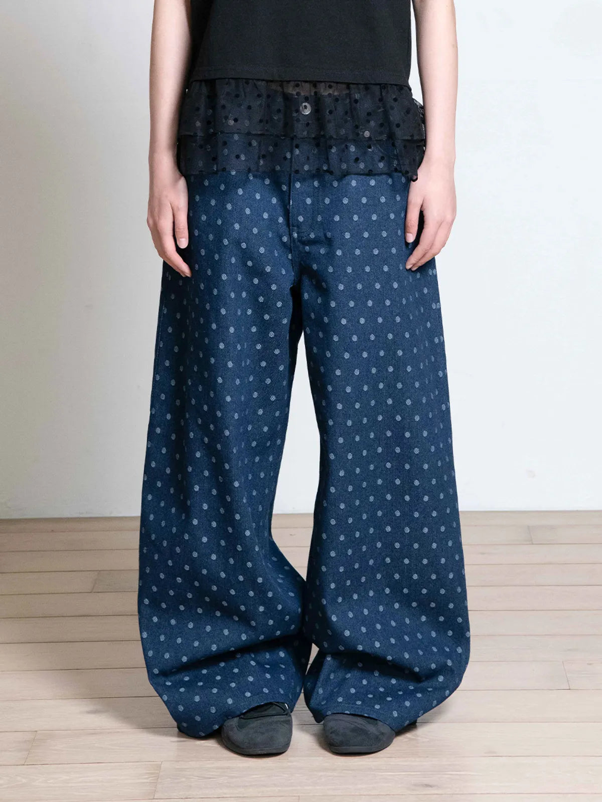 【𝘱𝘳𝘦-𝘰𝘳𝘥𝘦𝘳】OAFISH Wide dot denim pants(blue)