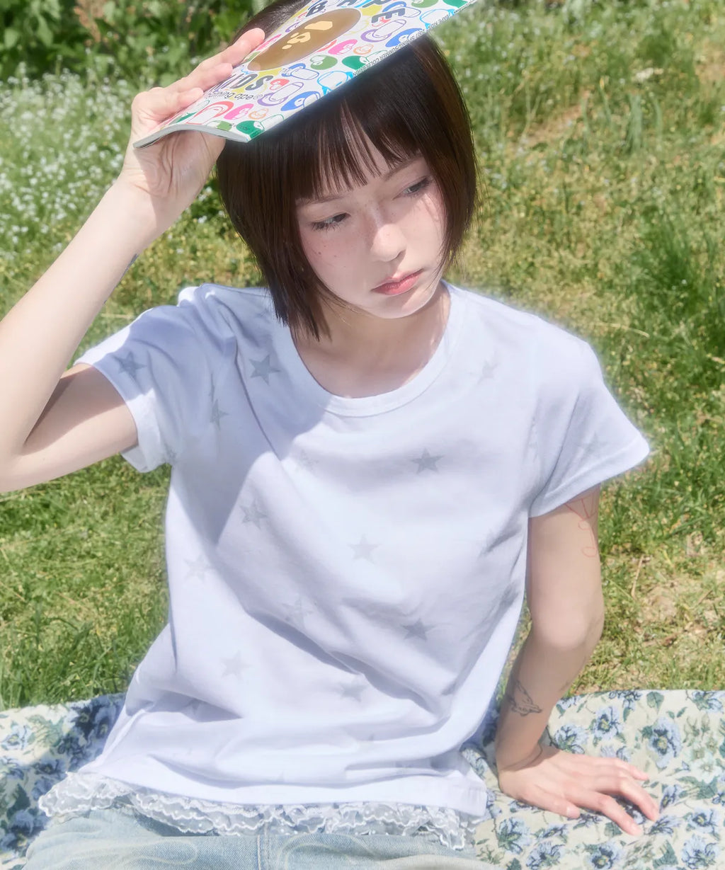 【𝘱𝘳𝘦-𝘰𝘳𝘥𝘦𝘳】FANCY CLUB Race Star Layered Tee (WHITE)